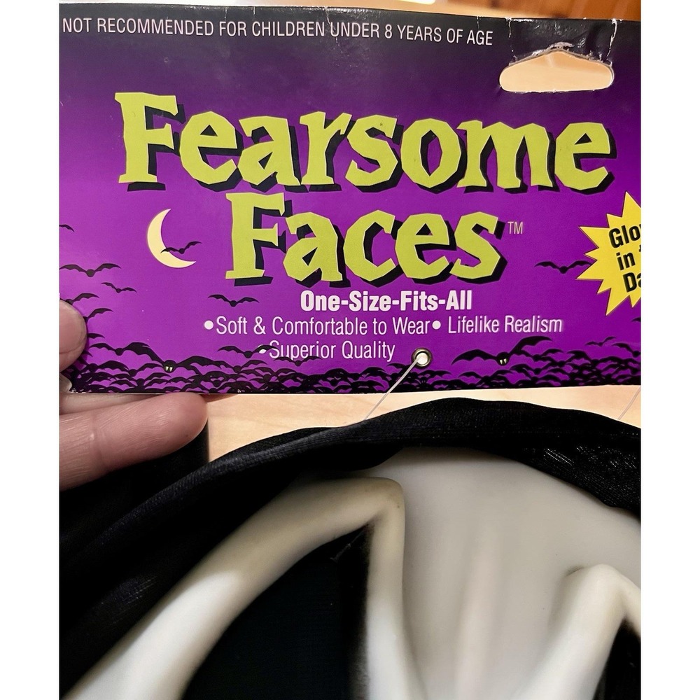 90s Fun World Fearsome Faces Scream Mask Melty Ghost Glow In Dark New Tags SEE - Picture 6 of 9